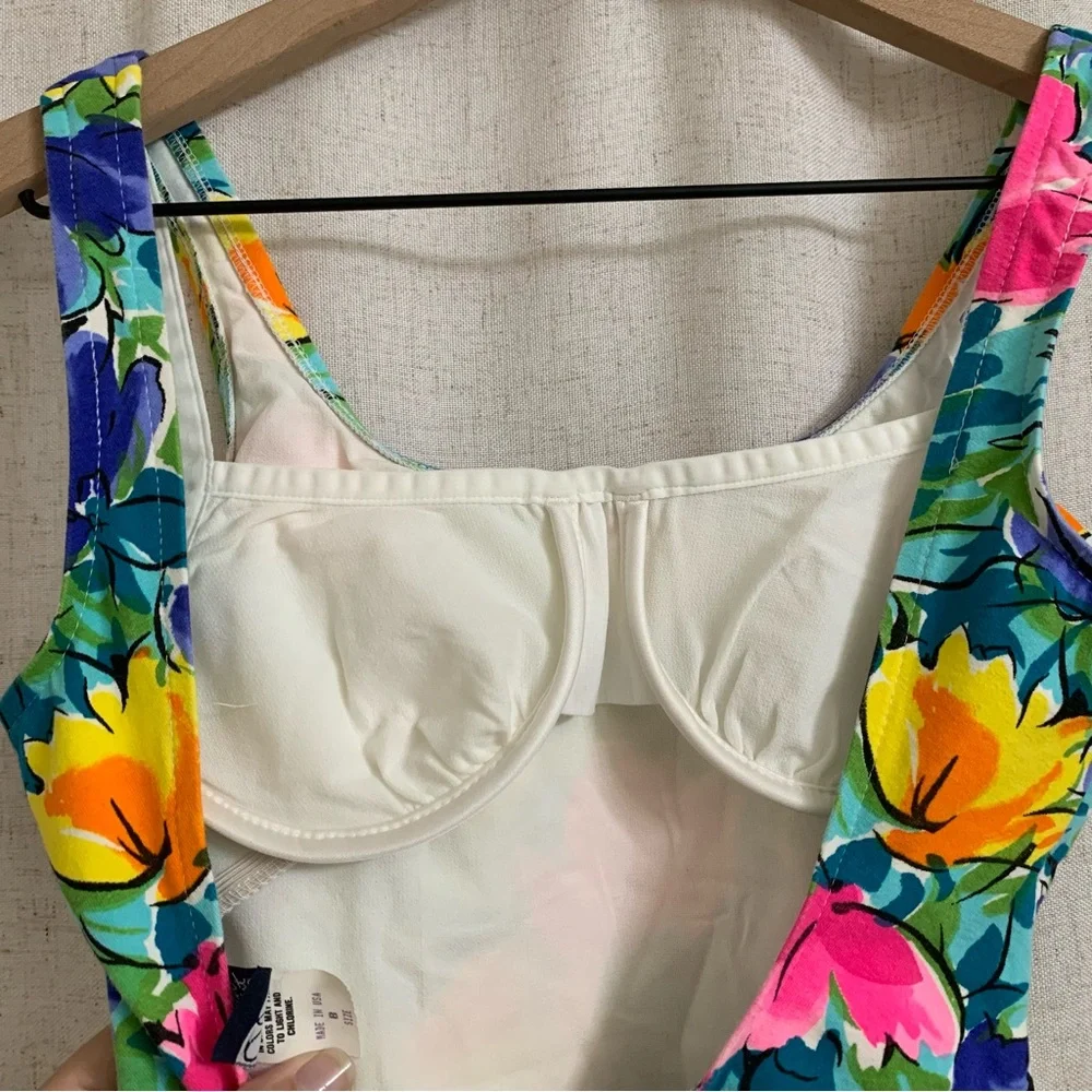 South Point Vintage Cotton Floral One Piece Swim Suit 8 - Picture 5 of 7